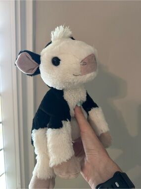 Hallmark Plush Cow Stuffed Animal - Black, White, Pink Accent